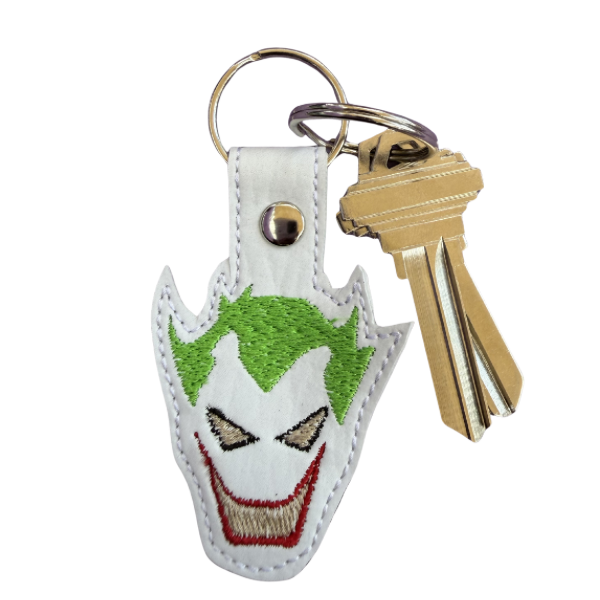 Chaotic Clown Keychain, Villain Inspired Keychain, Spooky Cute Keychain, Embroidered Keychain, Horror Fan Gift, Comic Inspired Gift, Bag Charm