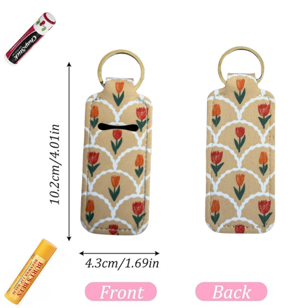 Tulip Lip Balm Holder Keychain, Floral Chapstick Holder, Vintage Keychain, Cute Purse Accessory, Small Useful Gift for Her