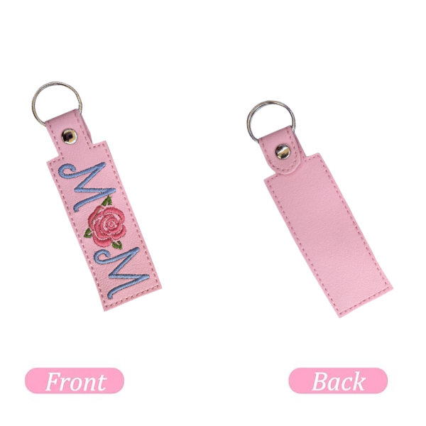 Mom Keychain, Rose Mom Gift, Pink Keychain, Floral Keychain, Embroidered Keychain, Mother’s Day Gift, Gift for Mom, Cute Bag Charm