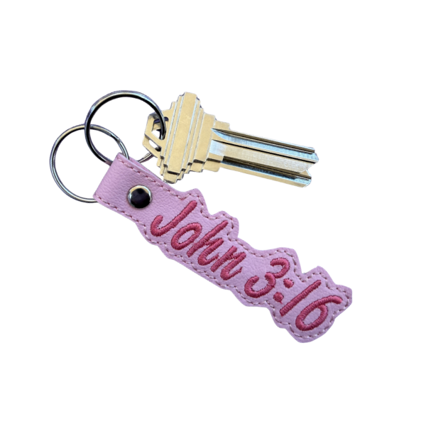 Jesus Loves You Keychain, Christian Keychain, Faith Keychain, Embroidered Religious Gift, Inspirational Keychain, Cute Pink Bag Charm, Spiritual Gift