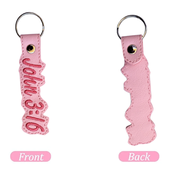 Jesus Loves You Keychain, Christian Keychain, Faith Keychain, Embroidered Religious Gift, Inspirational Keychain, Cute Pink Bag Charm, Spiritual Gift