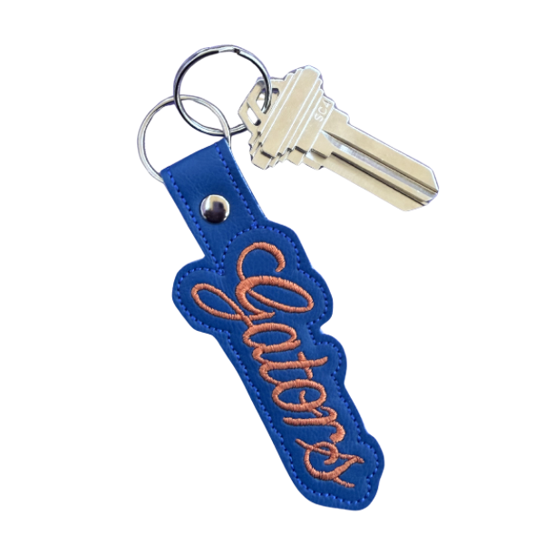 Florida Gators Keychain, Gators Script Keychain, Blue Orange Embroidered Keychain, College Spirit Gift, Game Day Accessory, Football Fan Gift, Bag Charm