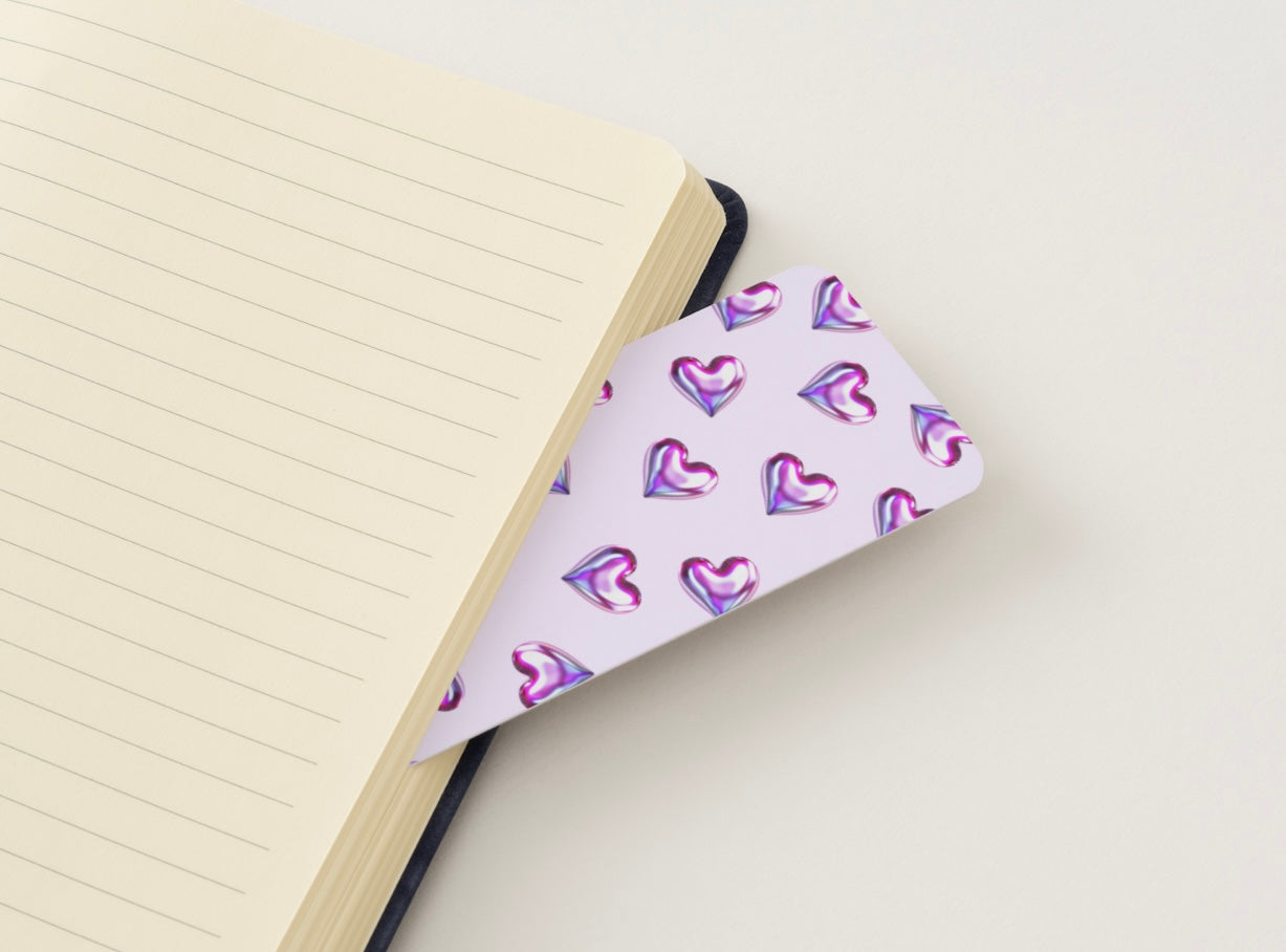 Holographic Heart Bookmark, Cute Heart Bookmark, Aesthetic Bookmark, Purple Bookmark, Kawaii Bookmark, Love Bookmark, Book Lover Gift, Cute Reading Accessory