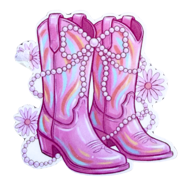 Pink Cowgirl Boots Sticker, Western Girly Aesthetic Sticker, Cute Boots Decal, Waterproof Laptop Sticker, Country Girl Gift, Trendy Pink Sticker