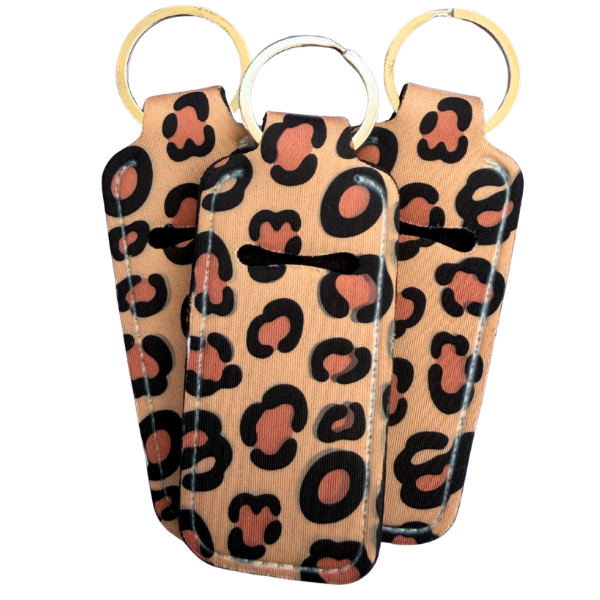 Leopard Print Lip Balm Holder Keychain, Cheetah Chapstick Holder, Trendy Keychain Accessory, Cute Purse Clip, Small Useful Gift