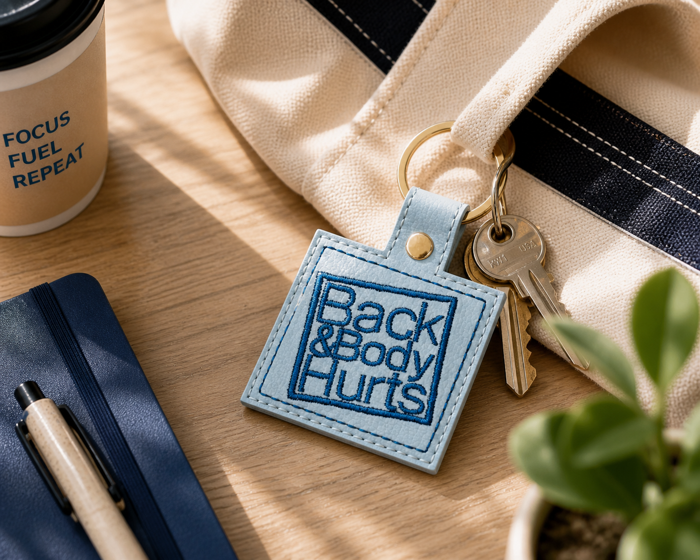 Back and Body Hurts Keychain, Funny Adulting Keychain, Embroidered Keychain, Relatable Gift, Nurse Gift, Coworker Gift, Stress Humor Gift