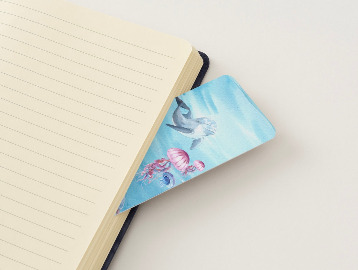 Ocean Bookmark, Sea Life Bookmark, Dolphin Turtle Bookmark, Underwater Bookmark, Beach Bookmark, Coastal Bookmark, Book Lover Gift, Summer Reading Accessory