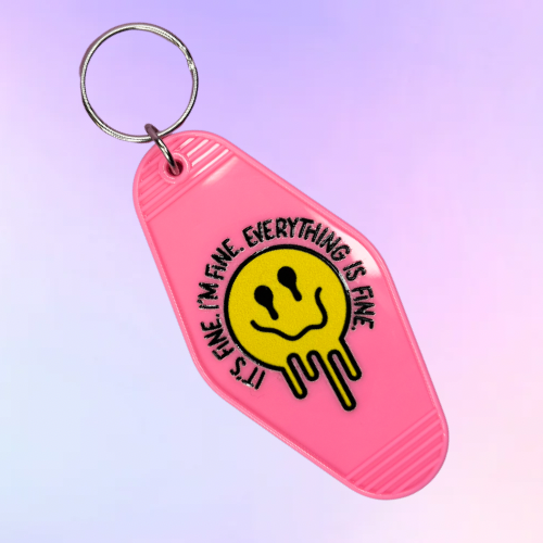 Everything is Fine Pink Motel Keychain