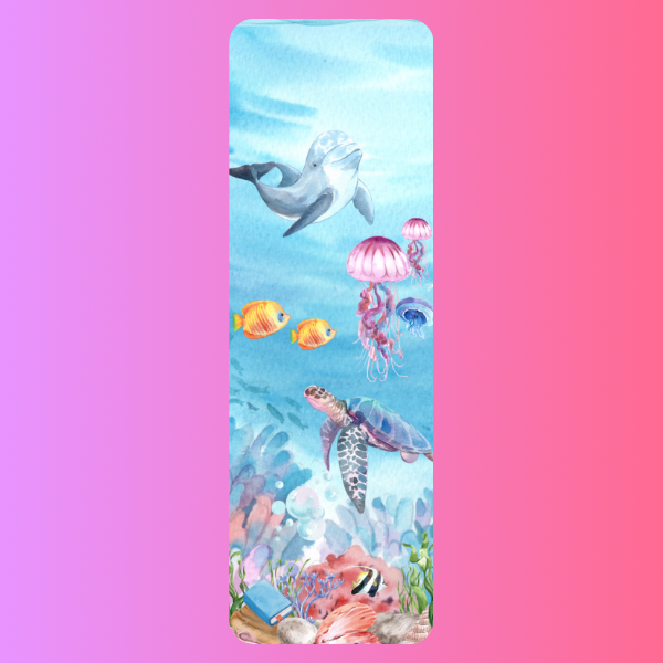 Ocean Bookmark, Sea Life Bookmark, Dolphin Turtle Bookmark, Underwater Bookmark, Beach Bookmark, Coastal Bookmark, Book Lover Gift, Summer Reading Accessory