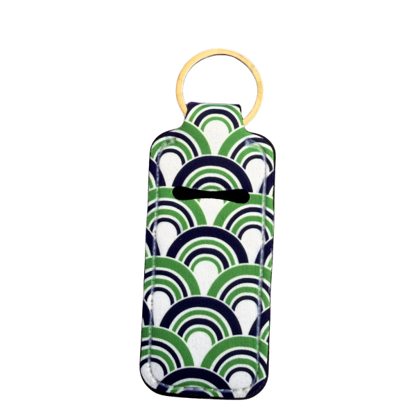 Green Rainbow Lip Balm Holder Keychain, Retro Chapstick Holder, Cute Aesthetic Keychain, Purse Accessory, Small Useful Gift for Her, Handmade