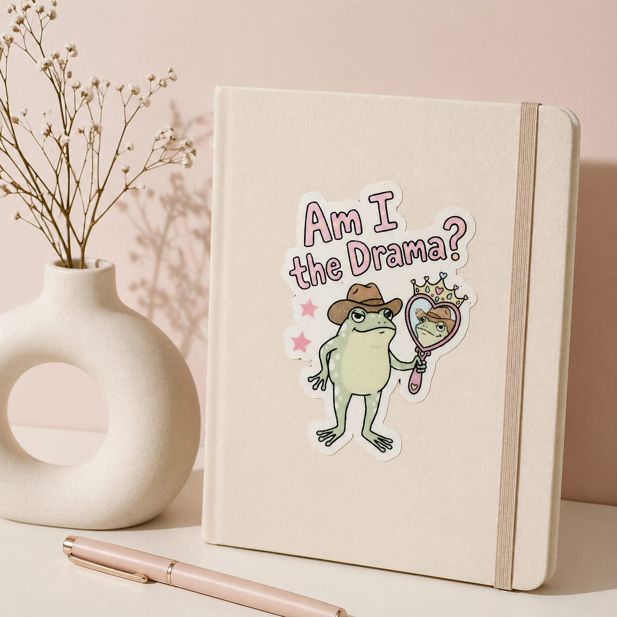 Funny Frog Sticker “Am I the Drama?” | Cute Aesthetic Laptop Sticker | Waterproof Vinyl Sticker | Meme Sticker Gift | Funny Gift for Friends