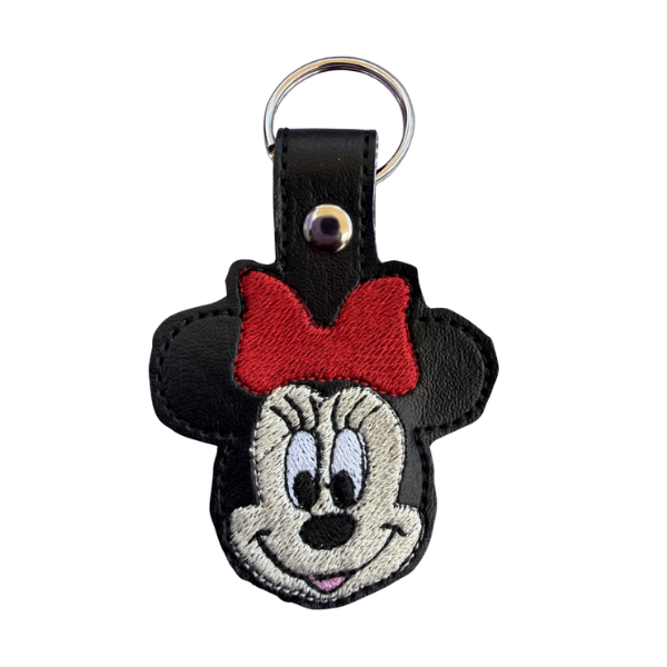 Cartoon Bow Mouse Keychain, Cute Character Keychain, Embroidered Keychain, Girly Accessory, Theme Park Inspired Gift, Nostalgic Gift, Bag Charm