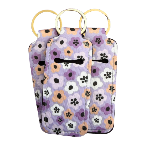 Purple Floral Lip Balm Holder Keychain, Cute Chapstick Holder, Flower Keychain, Kawaii Purse Accessory, Small Useful Gift for Her