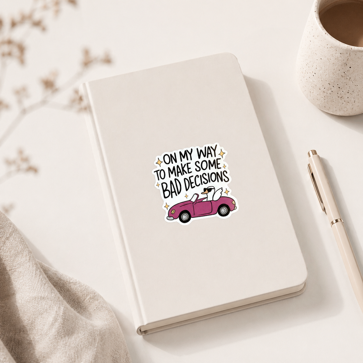 Funny Duck Sticker “On My Way to Make Some Bad Decisions” – Cute Car Sticker, Laptop Decal, Water Bottle Sticker, Funny Gift, Aesthetic Sticker