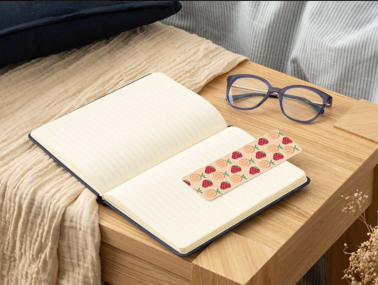 Strawberry Bookmark, Orange Bookmark, Fruit Bookmark, Cute Bookmark, Aesthetic Bookmark, Kawaii Bookmark, Summer Bookmark, Book Lover Gift, Cute Reading Accessory