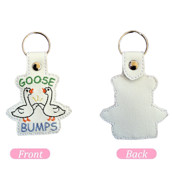 Goose Bumps Keychain, Funny Goose Keychain, Pun Keychain, Cute Animal Keychain, Embroidered Keychain, Gag Gift, Coworker Gift, Bag Charm