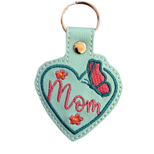 Mom Heart Keychain, Butterfly Mom Gift, Purple Keychain, Mother’s Day Gift, Embroidered Keychain, Gift for Mom, Cute Floral Keychain, Bag Charm