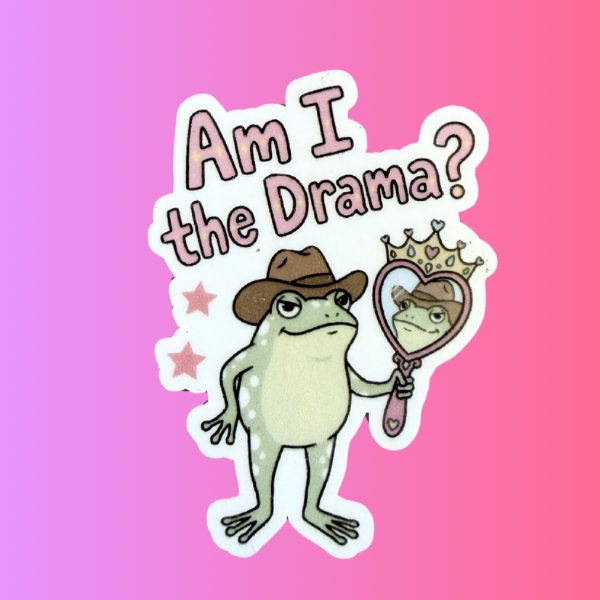 Funny Frog Sticker “Am I the Drama?” | Cute Aesthetic Laptop Sticker | Waterproof Vinyl Sticker | Meme Sticker Gift | Funny Gift for Friends