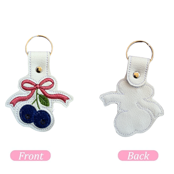 Blueberry Bow Keychain, Coquette Fruit Keychain, Cute Embroidered Keychain, Girly Bag Charm, Cottagecore Accessory, Aesthetic Gift for Her
