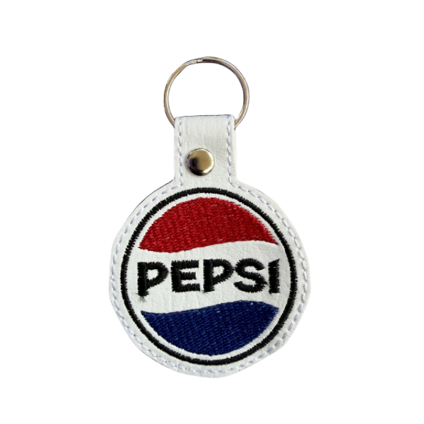 Retro Soda Logo Keychain, Vintage Drink Inspired Keychain, Embroidered Circle Keychain, Nostalgic Gift, 90s Aesthetic, Cute Bag Charm