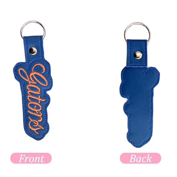 Florida Gators Keychain, Gators Script Keychain, Blue Orange Embroidered Keychain, College Spirit Gift, Game Day Accessory, Football Fan Gift, Bag Charm