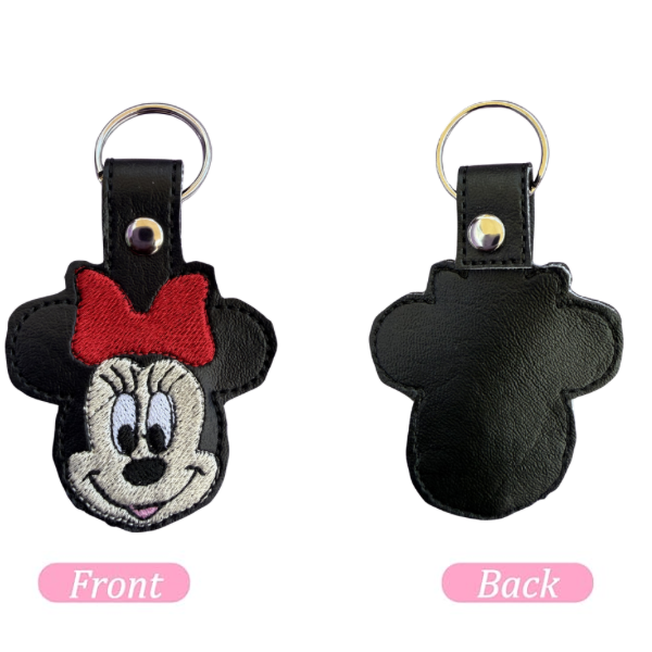 Cartoon Bow Mouse Keychain, Cute Character Keychain, Embroidered Keychain, Girly Accessory, Theme Park Inspired Gift, Nostalgic Gift, Bag Charm