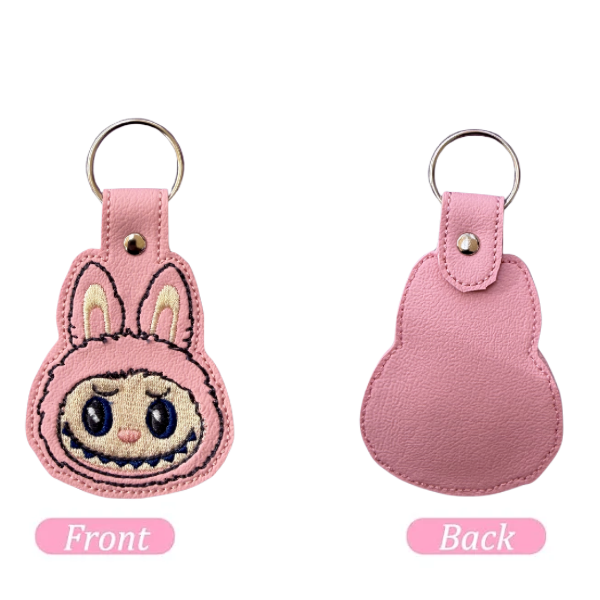 Cute Bunny Monster Keychain, Kawaii Keychain, Cute Character Keychain, Embroidered Keychain, Pastel Green Accessory, Cute Bag Charm, Gift for Her