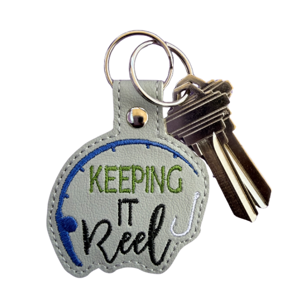 Fishing Keychain, Keeping It Reel Keychain, Fisherman Gift, Fishing Lover Gift, Embroidered Keychain, Dad Gift, Outdoor Gift, Cute Bag Charm