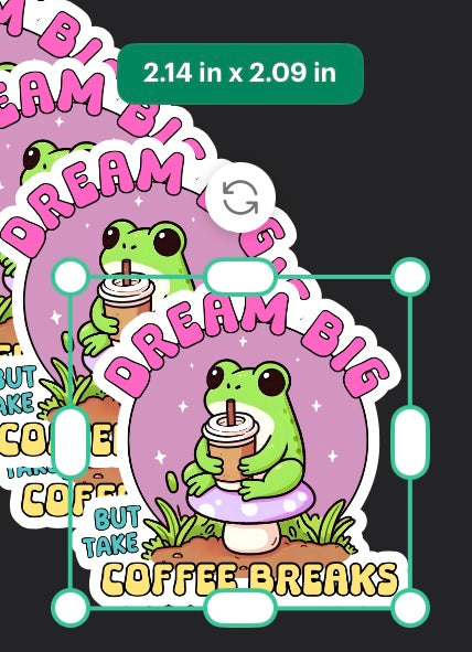 Dream Big Frog Coffee Sticker | Cute Frog Sticker | Coffee Lover Gift | Motivational Sticker | Laptop Water Bottle Decal | Aesthetic Cute Sticker