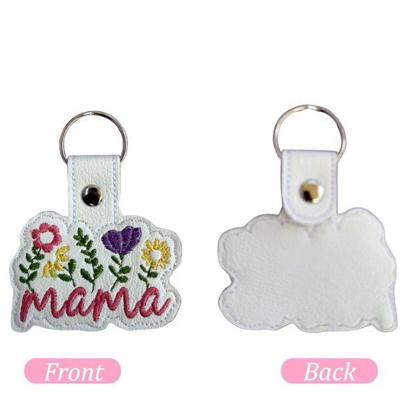 Floral Mama Keychain, Mama Gift, Flower Keychain, Embroidered Keychain, Mother’s Day Gift, Gift for Mom, Cute Mom Accessory, Bag Charm