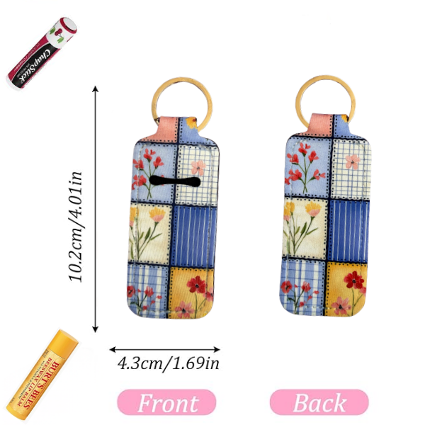 Patchwork Floral Lip Balm Holder Keychain, Chapstick Holder, Cute Fabric Keychain, Purse Accessory, Small Useful Gift for Her