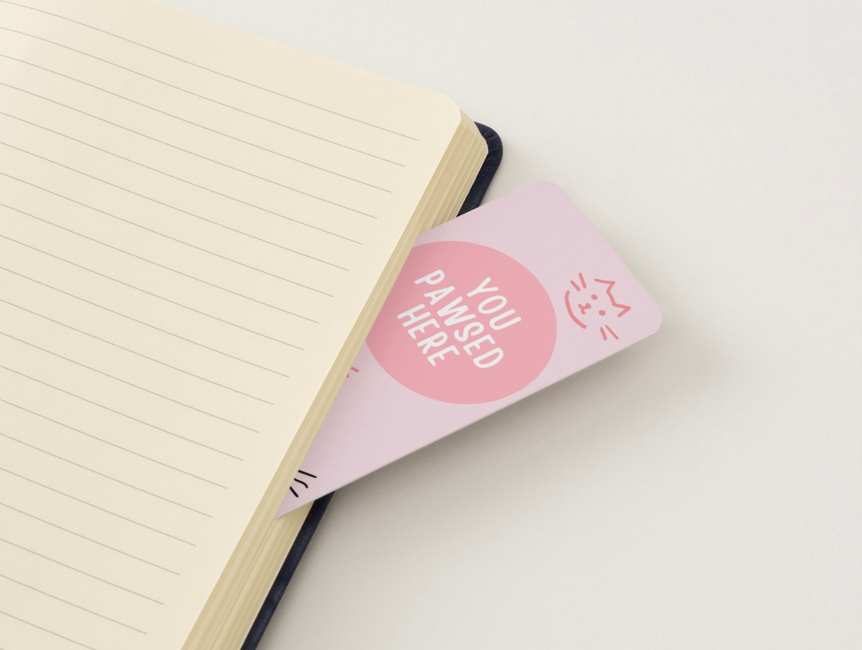 Cat Bookmark, Cute Cat Bookmark, Funny Bookmark “You Pawsed Here”, Kawaii Bookmark, Book Lover Gift, Cat Lover Gift, Cute Reading Accessory, Pink Bookmark