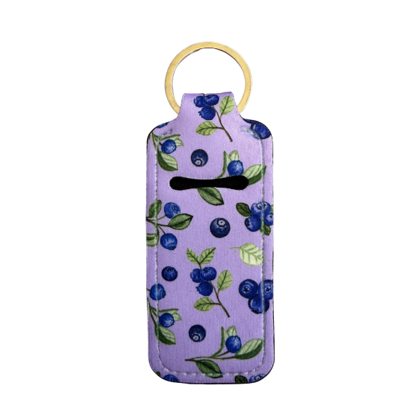 Blueberry Lip Balm Holder Keychain, Cute Chapstick Holder, Fruit Keychain, Kawaii Purse Accessory, Small Useful Gift for Her