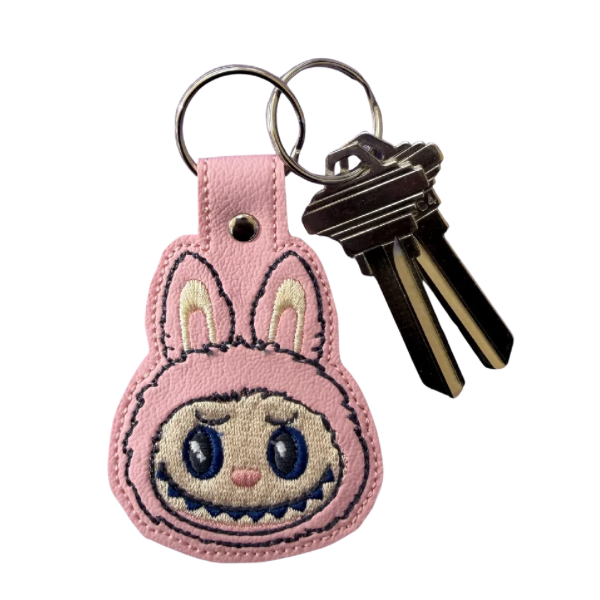 Cute Bunny Monster Keychain, Kawaii Keychain, Cute Character Keychain, Embroidered Keychain, Pastel Green Accessory, Cute Bag Charm, Gift for Her