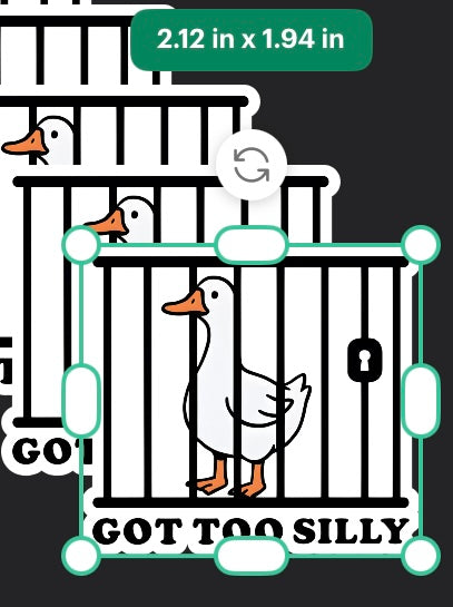 Funny Goose Sticker “Got Too Silly” | Cute Meme Vinyl Sticker | Waterproof Laptop Sticker | Aesthetic Animal Sticker | Funny Gift Idea