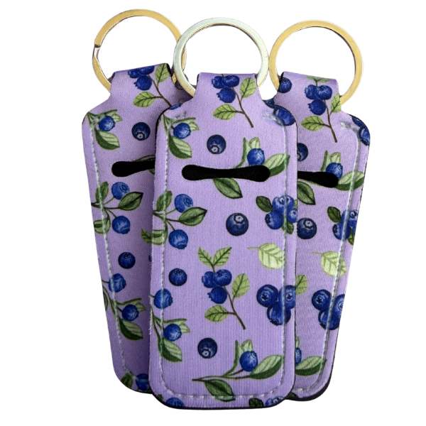 Blueberry Lip Balm Holder Keychain, Cute Chapstick Holder, Fruit Keychain, Kawaii Purse Accessory, Small Useful Gift for Her