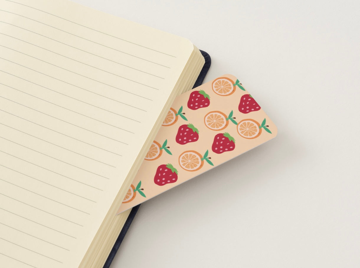 Strawberry Bookmark, Orange Bookmark, Fruit Bookmark, Cute Bookmark, Aesthetic Bookmark, Kawaii Bookmark, Summer Bookmark, Book Lover Gift, Cute Reading Accessory