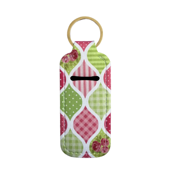 Floral Lip Balm Holder Keychain, Chapstick Holder, Cute Keychain Wallet Accessory, Fabric Lip Balm Sleeve, Gift for Her, Small Useful Gift