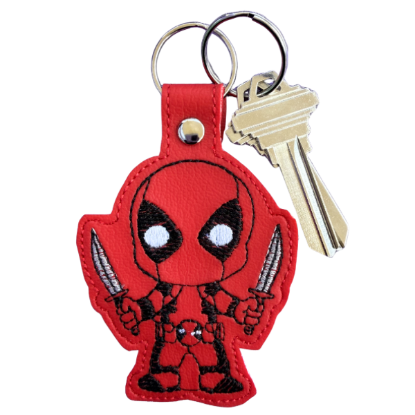 Comic Antihero Keychain, Mercenary Inspired Keychain, Funny Superhero Keychain, Embroidered Keychain, Nerd Gift, Comic Fan Gift, Cute Bag Charm
