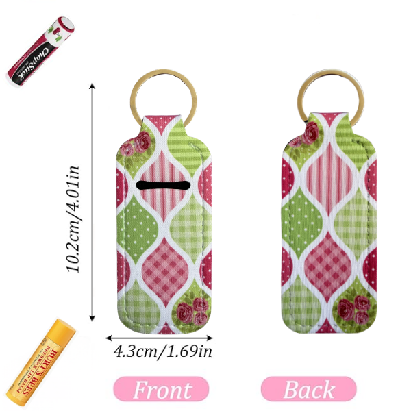 Floral Lip Balm Holder Keychain, Chapstick Holder, Cute Keychain Wallet Accessory, Fabric Lip Balm Sleeve, Gift for Her, Small Useful Gift