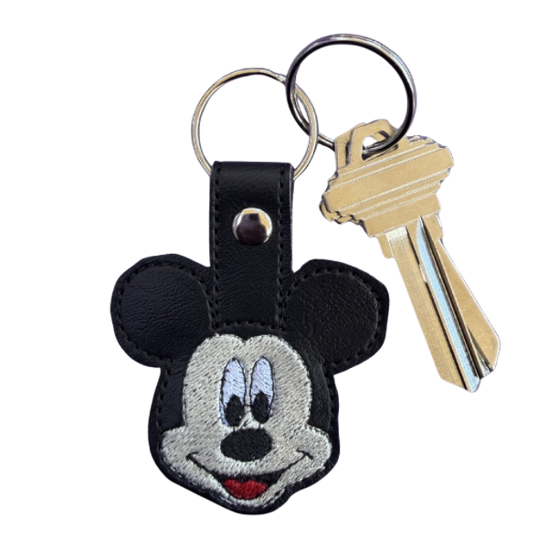 Cartoon Mouse Keychain, Classic Cartoon Inspired Keychain, Cute Character Keychain, Embroidered Keychain, Theme Park Gift, Nostalgic Gift, Bag Charm