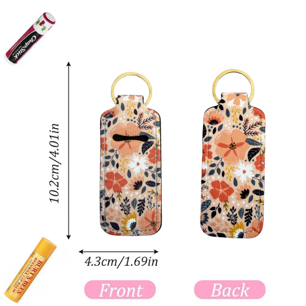 Floral Lip Balm Holder Keychain, Cute Chapstick Holder, Boho Flower Keychain, Purse Accessory, Small Useful Gift for Her