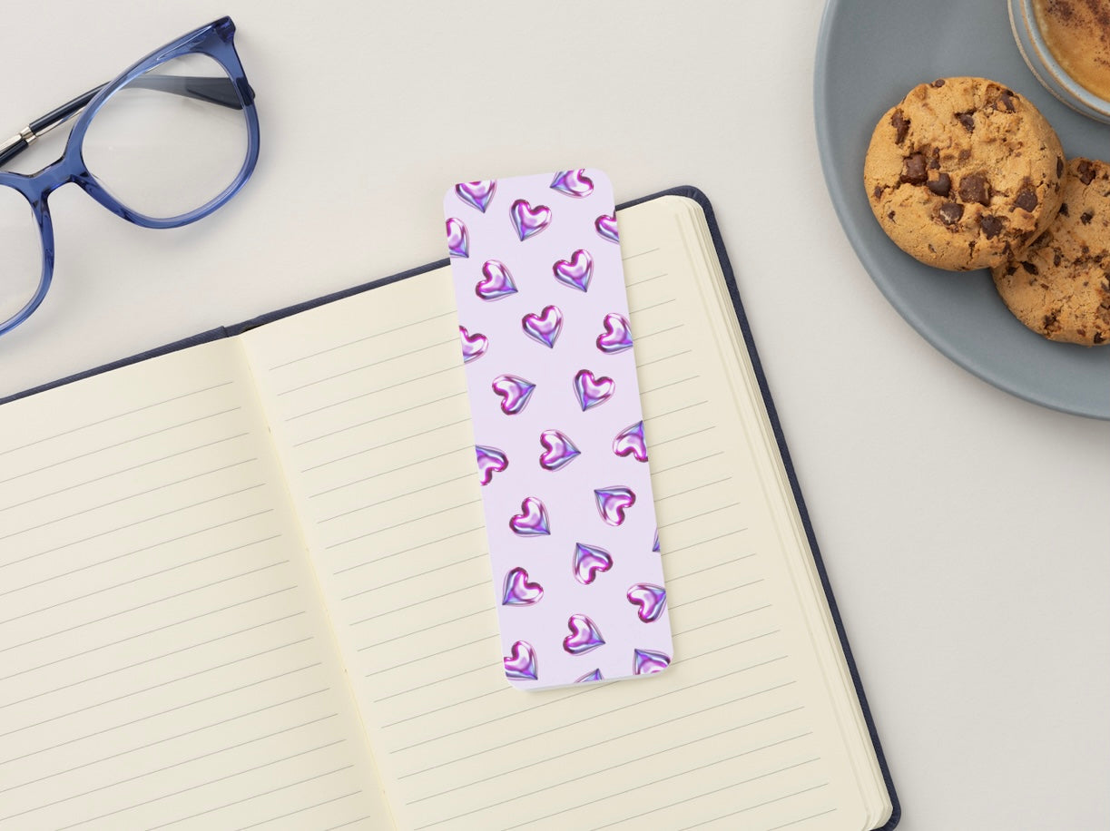 Holographic Heart Bookmark, Cute Heart Bookmark, Aesthetic Bookmark, Purple Bookmark, Kawaii Bookmark, Love Bookmark, Book Lover Gift, Cute Reading Accessory
