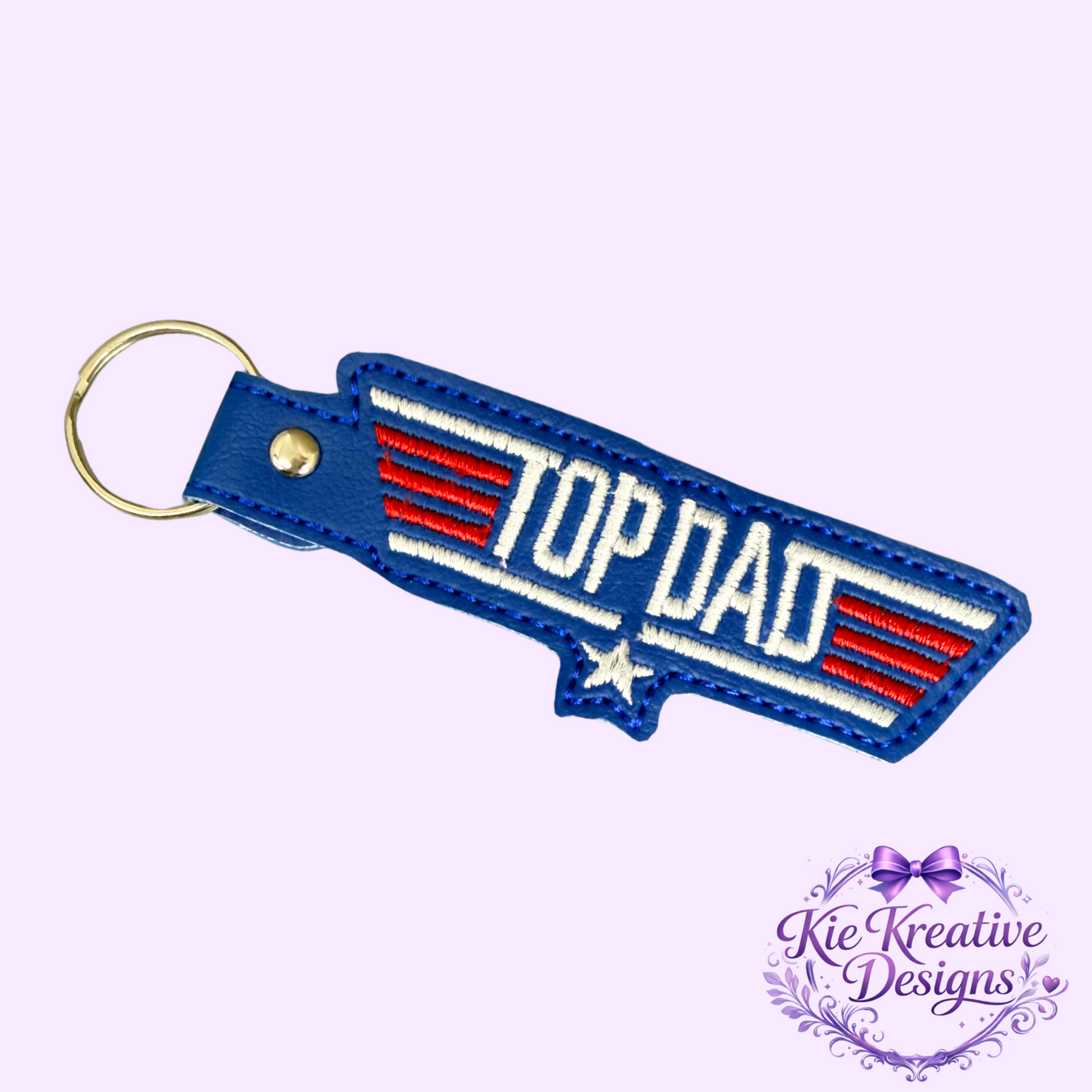 Top Dad Embroidered Keychain – Patriotic Father’s Day Gift | Dad Gift | Key Fob | Gift for Dad