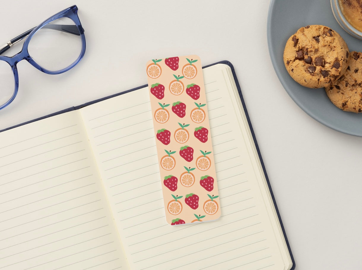 Strawberry Bookmark, Orange Bookmark, Fruit Bookmark, Cute Bookmark, Aesthetic Bookmark, Kawaii Bookmark, Summer Bookmark, Book Lover Gift, Cute Reading Accessory