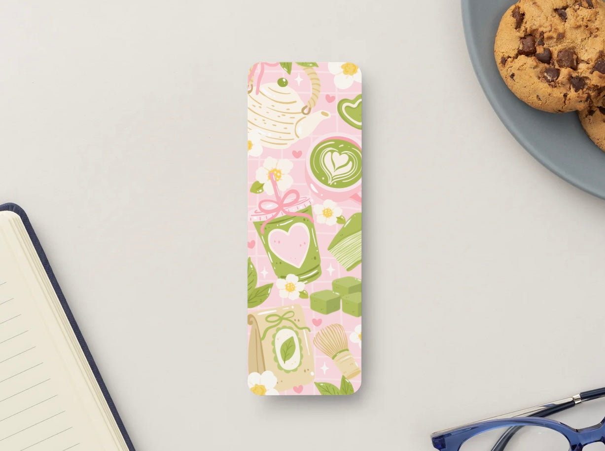 Matcha Bookmark, Cute Coffee Bookmark, Aesthetic Green Bookmark, Kawaii Bookmark, Tea Lover Gift, Coquette Bookmark, Book Lover Gift, Cute Reading Accessory