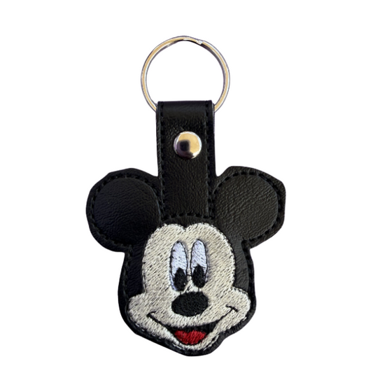 Cartoon Mouse Keychain, Classic Cartoon Inspired Keychain, Cute Character Keychain, Embroidered Keychain, Theme Park Gift, Nostalgic Gift, Bag Charm