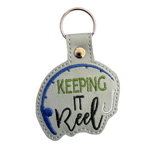 Fishing Keychain, Keeping It Reel Keychain, Fisherman Gift, Fishing Lover Gift, Embroidered Keychain, Dad Gift, Outdoor Gift, Cute Bag Charm