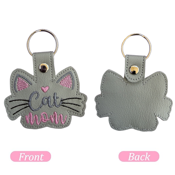 Cat Mom Keychain, Cat Lover Gift, Cute Cat Keychain, Embroidered Keychain, Pet Mom Gift, Gift for Cat Mom, Animal Lover Gift, Bag Charm