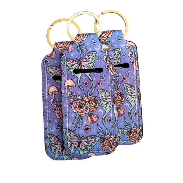 Butterfly Lip Balm Holder Keychain, Fairycore Chapstick Holder, Floral Keychain, Cute Purse Accessory, Small Useful Gift for Her